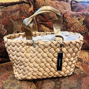 BCBGMaxAzria Tan Woven Tote Bag